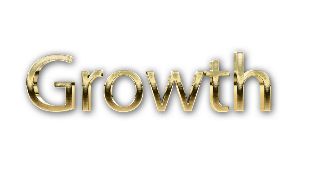 3D WORD GROWTH gold text effects art typography PNG images free